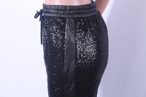 Shine On tuxedo trim sequin pencil pants