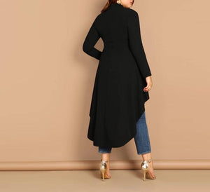 Double Button Salute Dip hem top long-sleeve