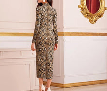 Load image into Gallery viewer, Hissss! snakeskin print belted dress