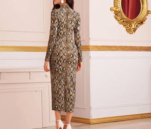 Hissss! snakeskin print belted dress