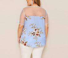 Load image into Gallery viewer, Sheer Beauty Mesh and Floral Print Blouse